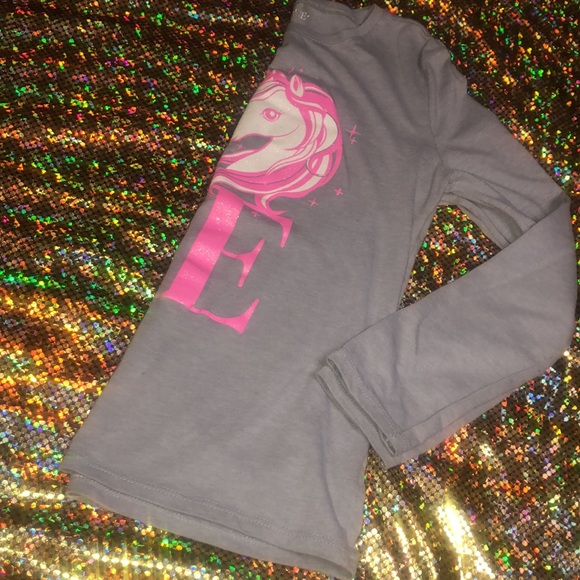 Children Place Love Unicorn Gray Girls Top - Picture 11 of 13